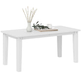 Rectangle Outdoor Coffee Table, HDPE All-Weather Outdoor Patio Table with Slatted Tabletop for Yard, Balcony, White