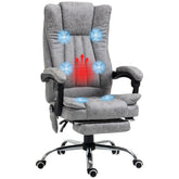 Massage Office Chair with 6 Points and Heat, Reclining Computer Chair with Adjustable Height and Footrest, Gray