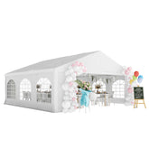 20' x 20' Heavy-duty Large Wedding Tent, Outdoor Carport Garage Party Tent, Patio Gazebo Canopy with Sidewall, White