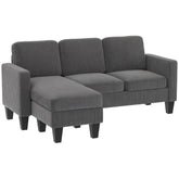Sectional Sofa, L Shaped Couch, with Reversible Chaise or Ottoman, Dark Gray
