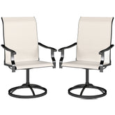 Patio Swivel Chairs Set of 2, High Back Patio Dining Chairs with All-Weather Mesh for Backyard, Lawn, Garden, Cream