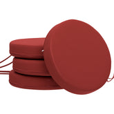 Patio Chair Cushions Set of 4 Round Seat Cushions for Dining Bistro Chairs Machine Washable, 15" x 15" x 3", Wine Red