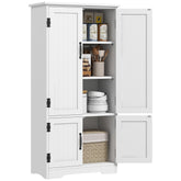 Accent Floor Storage Cabinet Kitchen Pantry with Adjustable Shelves and 2 Lower Doors, White
