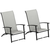 Set of 2 Outdoor Dining Chairs with High Back, Armrests, Folding Patio Chairs for Patio, Lawn, Camping, Gray