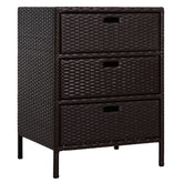 Patio PE Rattan Storage Cabinet, Wicker Pool Cabinet Organizer, Outdoor Towel Rack for Pool with 3 Drawers, Brown