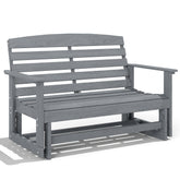 Patio Glider Bench w/ HDPE Slatted Double Rocking Chair, Distressed Gray