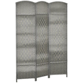Folding Room Divider Screen 3 Panel 6' Tall Privacy Screen Freestanding Wood Partition for Home Office, Mixed Gray