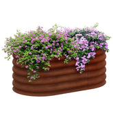 3.4' x 2' x 1.4' Galvanized Raised Garden Bed Kit, Metal Planter Box with Safety Edging, Brown