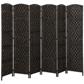 Room Divider, 6 Panel Folding Privacy Screen, 6FT Tall Portable Weave Partition Wall Divider for Bedroom, Coffee