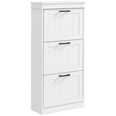 Modern Shoe Storage Cabinet with 3 Flip Drawers for 15 Pairs, Narrow Shoe Organizer for Entryway, Hallway, White