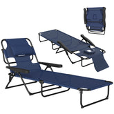 Folding Lounge Chair w/ Reclining Back, Navy Blue