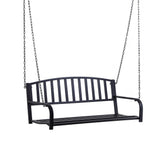 2-Person Metal Outdoor Porch Swing, Hanging Outdoor Swing Chair, 528lb Weight Capacity, Black