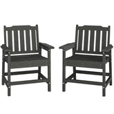 2 Piece All-Weather Patio Chairs, HDPE Patio Dining Chair Set, Heavy Duty Wood-Like Outdoor Furniture, Gray