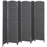 Folding Room Divider Screen 6 Panel 5.6' Tall Privacy Screen Freestanding Room Partition for Home Office, Charcoal Gray