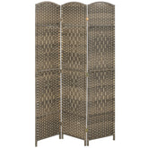 Folding Room Divider Screen 3 Panel 6' Tall Privacy Screen Freestanding Wood Partition for Home Office, Dark Rustic Oak
