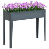 Metal Raised Garden Bed, Elevated Planter Box with Legs and Drain Holes, 39" x 12" x 32", Dark Gray