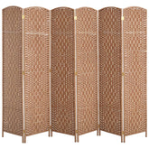 Room Divider 6 Panel, 6FT Tall Folding Privacy Screen, Freestanding Hand-Woven Partition for Room Separation with 360° Hinges, Paper Rope Diamond Weave, Natural