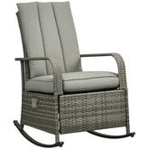 PE Rattan Rocking Recliner with Footrest, Gray