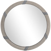 30.75" Wood Wall Mirror, Farmhouse Decorative e Round Mirror for Wall Decor in Living Room, Bedroom, Natural Wood Color