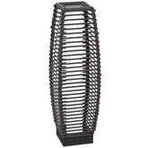 Solar Floor Lamp, Outdoor Rattan Garden Lantern Pathway Light & Decorative Driveway Lighting with Auto LED Lights, Gray