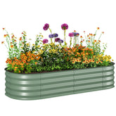 4.9' x 2' x 1' Galvanized Raised Garden Bed Kit, Metal Planter Box with Safety Edging, Green