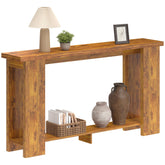 Farmhouse Console Table, 63" Narrow Entryway Table with Thickened Tabletop for Living Room, Hallway, Distressed Brown