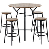 5-Piece Bar Table and Chairs Set, Space Saving Dining Table & 4 Stools