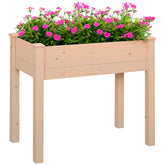 34'' Raised Garden Bed, Elevated Wooden Planter Box DIY Paint with Holes for Vegetables, Herb and Flowers Backyard Use