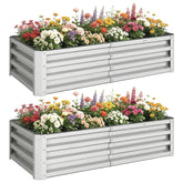 Galvanized Raised Garden Bed, 4' x 2' x 1' Metal Planter Box, for Growing Vegetables, Flowers, Herbs, Succulents, Silver