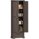 71" Pantry Cabinet, Kitchen Storage Cabinet with Adjustable Shelves, Barn Doors and Drawer for Dining Room, Brown