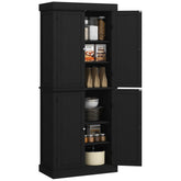 72" Kitchen Cabinet, Pantry Storage Cabinet with Doors and Shelves, Freestanding Food Pantry Cabinet, Black Wood Grain