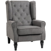 Wingback Accent Chair for Living Room, Button-Tufted Lounge Chair with Round Armrests and Wood Legs, Dark Gray