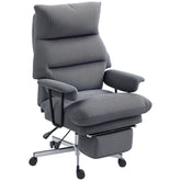 Executive Office Chair with Lumbar Support, Footrest, High Back Reclining Overstuffed Desk Chair with, Gray