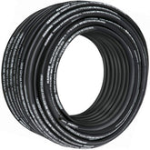 Bostome 3/8" hydraulic hose in black, 328ft long with steel wire braid for high pressure use.
