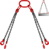 Bostome G80 alloy steel 4-leg chain sling, 5/16" diameter, 5ft long, 11,000 lbs capacity.