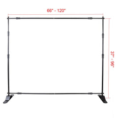 Bostome adjustable telescopic backdrop banner stand with a height range of 8'x8' to 10'x8'.