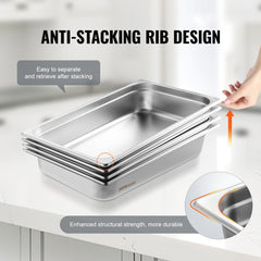 Bostome full size anti-jam steam table pan with lid, 4 inches deep, stainless steel construction.