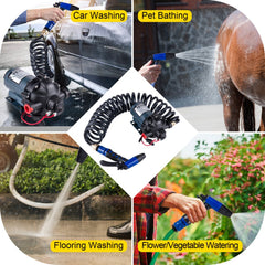 Bostome 12V RV water pump with 25ft hose, designed for efficient washdown and cleaning.