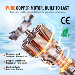 Bostome 12V diaphragm water pump with a durable plastic body and adjustable pressure settings.