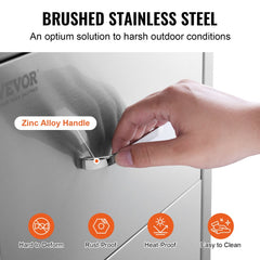 Stainless steel outdoor kitchen BBQ island with double drawers and smooth sliding rails.