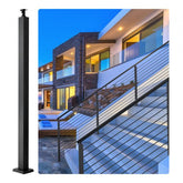 Bostome 36" black stainless steel cable railing post with a holeless design and modern aesthetic.