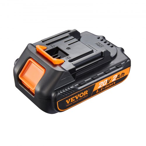 Black Bostome 20V 2.0Ah lithium-ion battery for power tools with orange accents.
