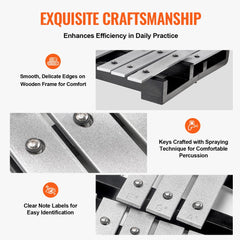 Bostome 30 Note Glockenspiel Xylophone with aluminum bars and wooden base for percussion.