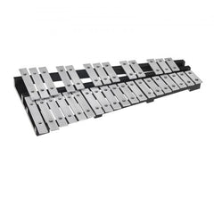 Bostome 32 note glockenspiel xylophone kit with aluminum bars and wooden base.