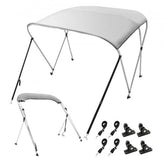 Light grey Bostome 3 bow bimini top boat cover made of 900D polyester with aluminum frame.