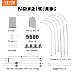 Light grey Bostome 3 bow bimini top boat cover made of 900D polyester with aluminum frame.