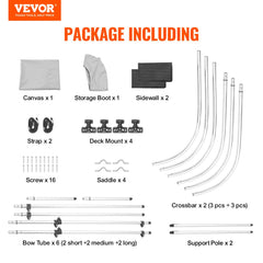 Bostome 3 Bow Bimini Top boat cover in 600D polyester with detachable mesh sidewalls.