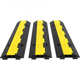 Three heavy-duty rubber cable protector ramps with dual channels and slip-proof texture.