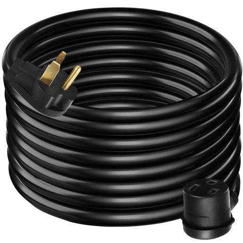 Black 50ft 30A welding extension cord with NEMA 6-50 plug and weatherproof design
