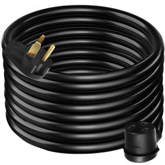 Black 50ft 30A welding extension cord with NEMA 6-50 plug and weatherproof design